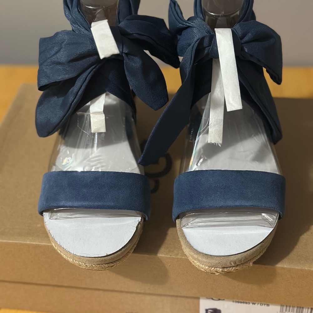 UGG Blue Wedge Sandals with Ankle Wrap